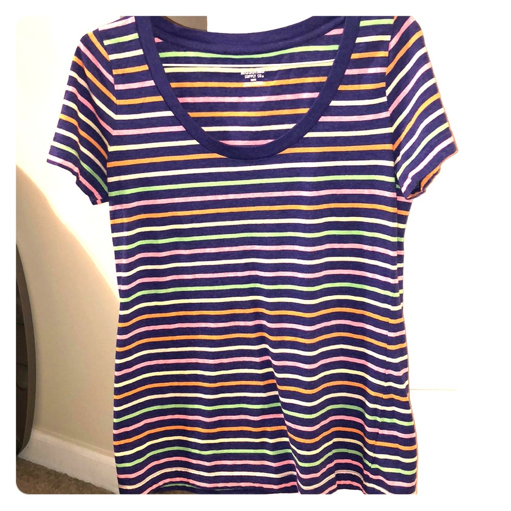 Neon 💙💜💛 striped woman’s tee
